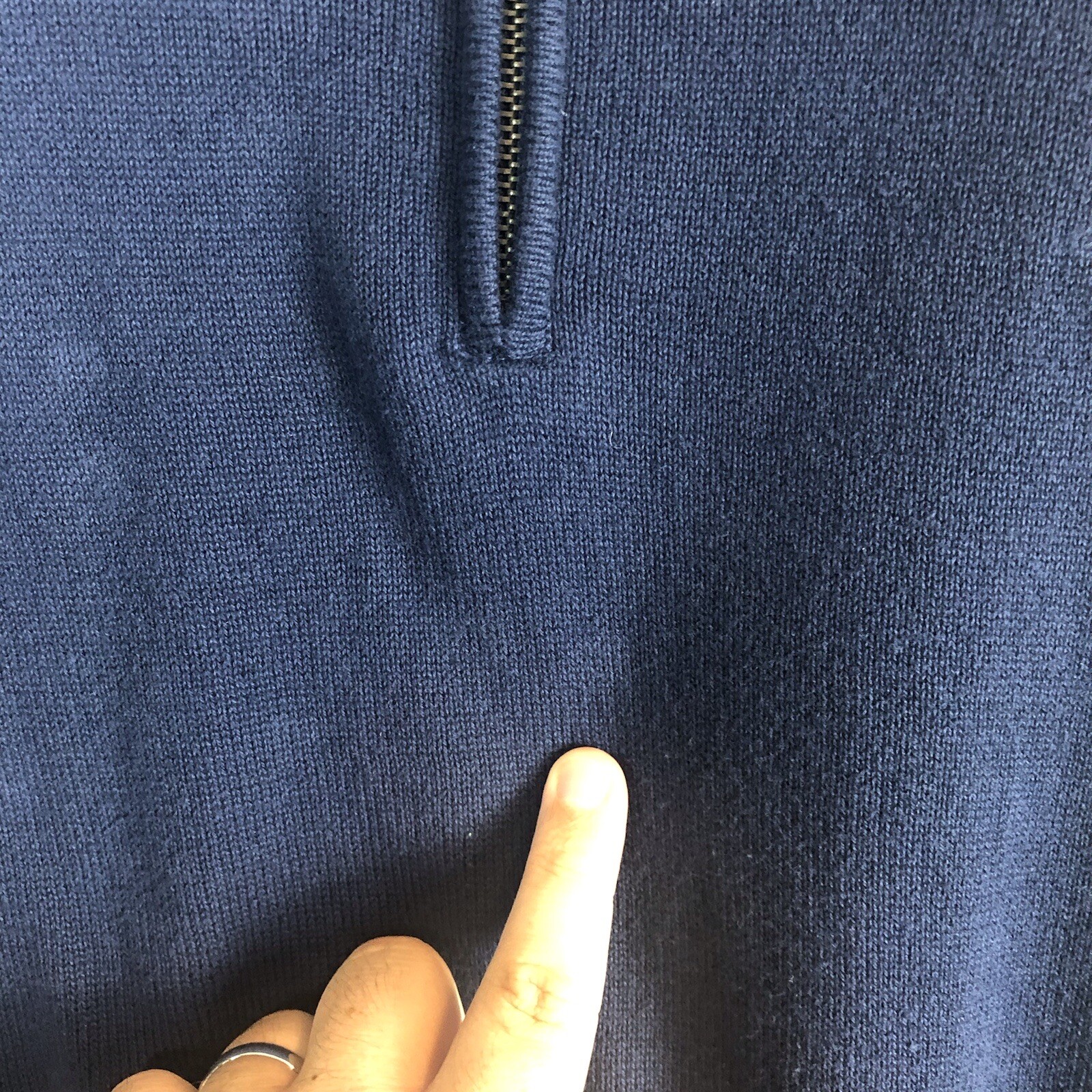 Men's Express Basic Solid Navy Blue Quarter Zip L… - image 9