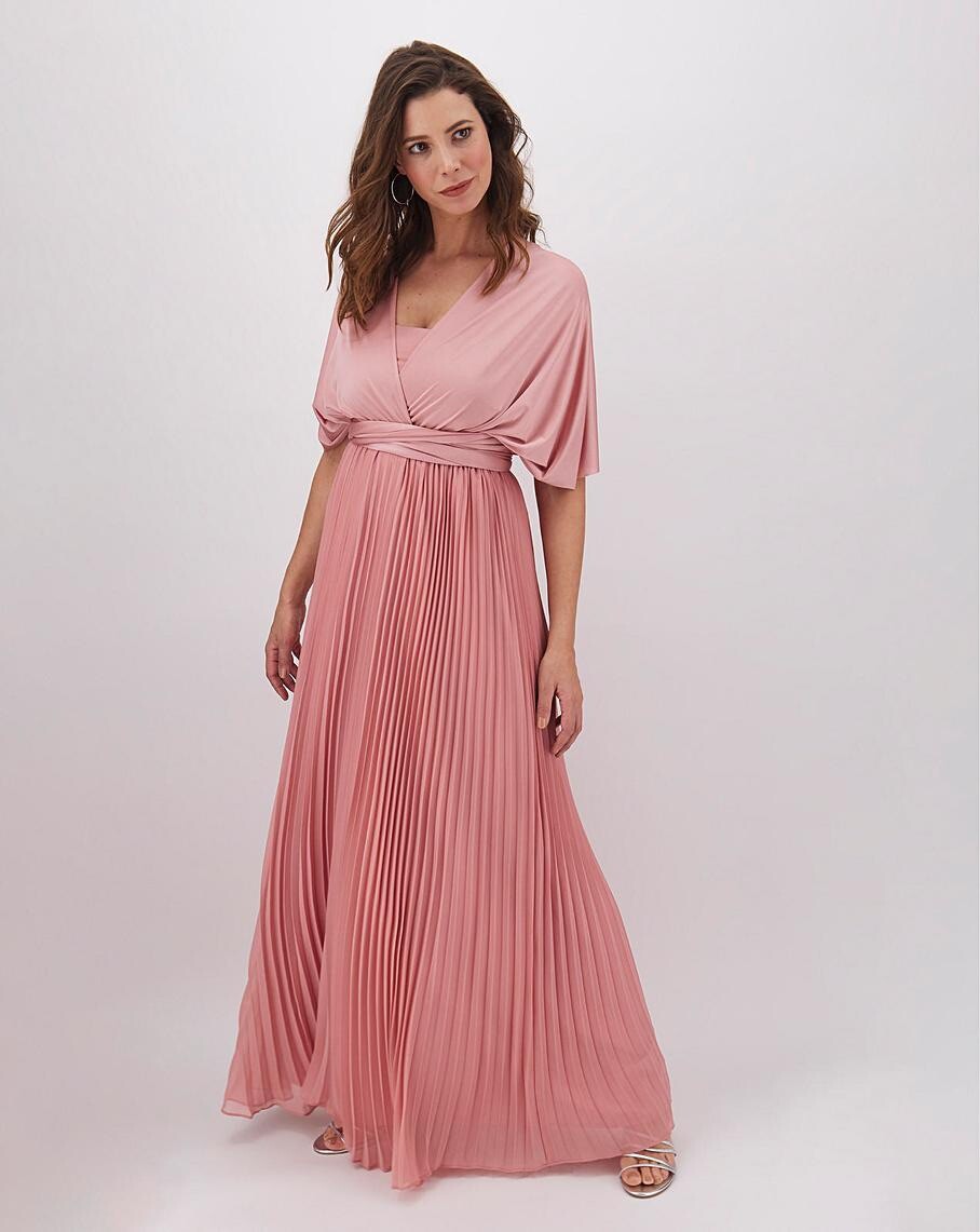 oasis pink pleated dress Oasis Women's Floral Pleated Wrap Midi Dress in Pink | Size: 2