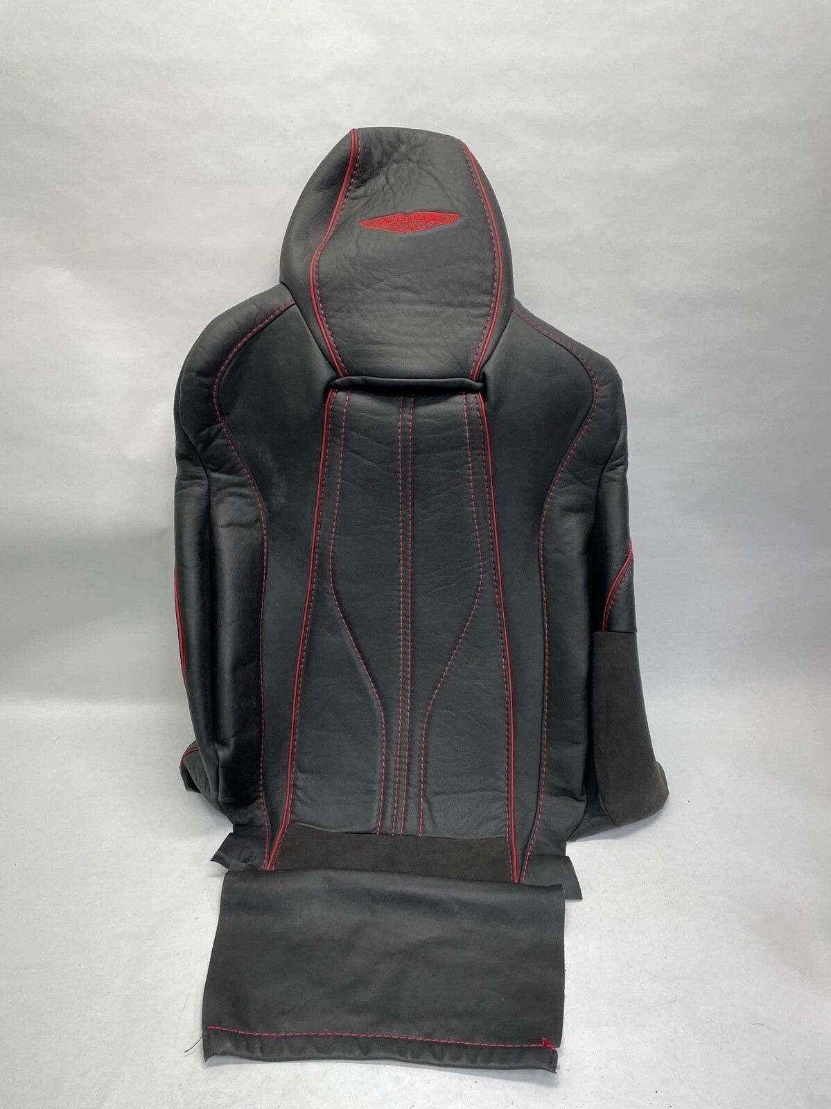 OEM Aston Martin DB9 Passenger Seat Leather Back Upper Cover Black Red Stitching