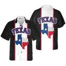 Texas Map Hawaiian Button Down Shirt Unisex Adults S-5XL