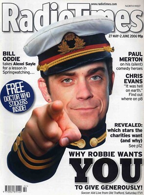 RADIO TIMES 27 MAY 2006 . ROBBIE WILLIAMS FRONT COVER . FREE DOCTOR WHO STICKERS