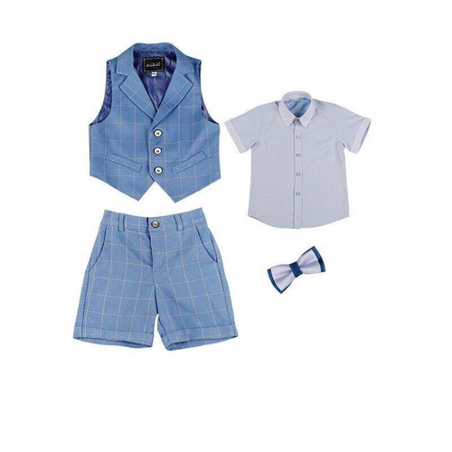 Summer Children Formal Plaid Suit Set for Boy Wedding Party Performance Costume - Picture 12 of 25