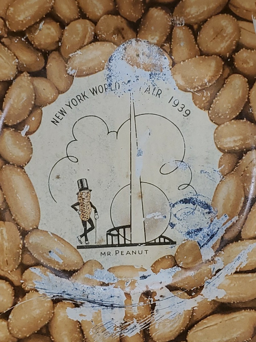 VTG 1939 N.Y. World's Fair Planters MR. Peanut Tin Litho 6