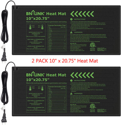 BNLINK 2Pack Seedling Heat Mat Warm Hydroponic Heating Pad 10''x20.75'' Waterproof