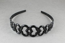Black headband hearts plastic 1 5/16" wide head band hair accessory heart