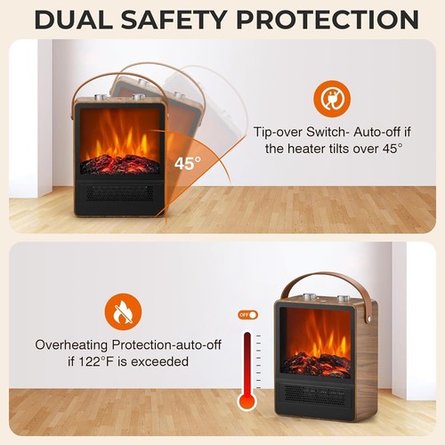 Electric Fireplace Heater 1500W/750W Space Heater Fireplace with 3D LED Flame - Picture 6 of 7