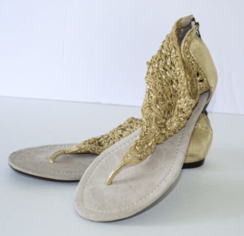 Sandalias para mujer Bacio 61 Canzone Gladiator - doradas/cuero natural talla 10 - Imagen 1 de 7
