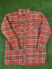 Dickies Flannel Shirt Jacket Vintage 80s Quilted Lined Plaid Button Up Size M