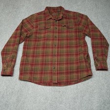 Orvis Flannel Button-Down Shirt Men's Red Green Plaid XL 100 Cotton Long Sleeve