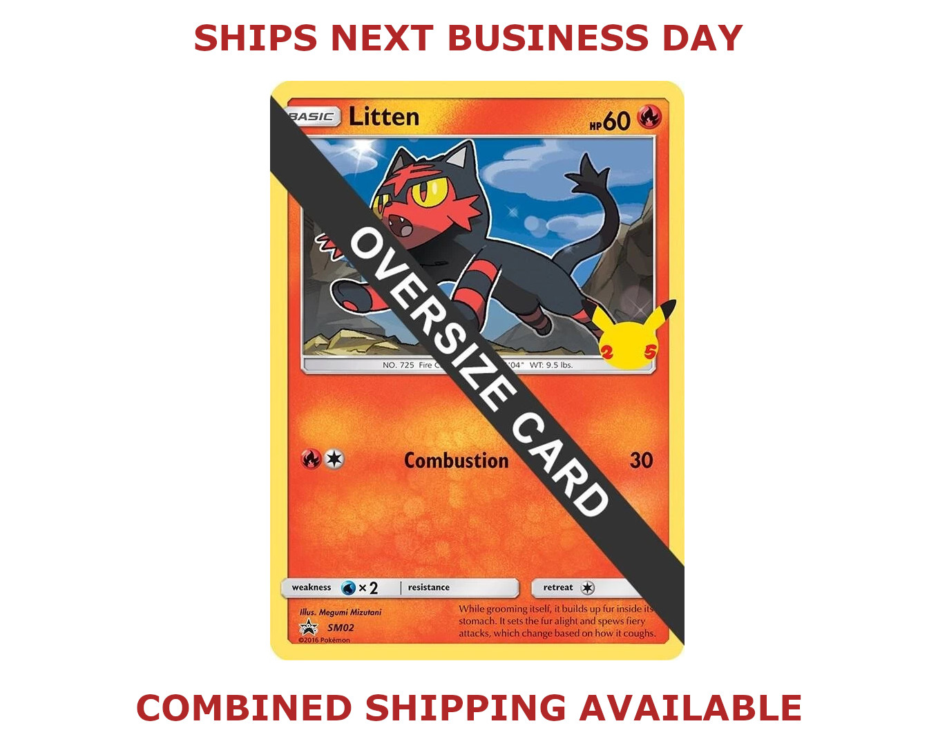 Litten - First Partner Pack SM02 Pokemon Jumbo Oversized Card - LP