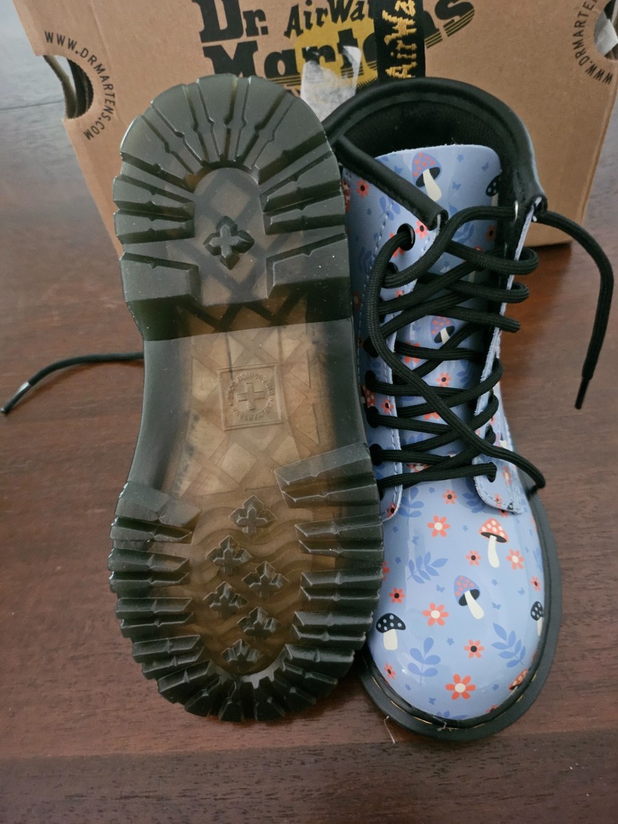 Marten 1460 Bloom Unisex Boots Blue Floral Mushroom US Girls 13