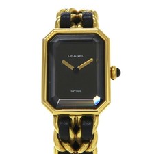 Chanel Premiere H0001 Quartz Watch Black Dial Gold Plated Ladies