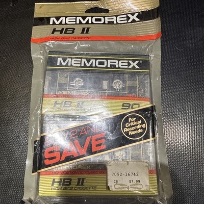 2 Pack Memorex HB II, 90 Audio Cassette Tapes New! Sealed! RARE