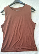 TAHARI Med Chocolate pullover knit top tee sleeveless polyester