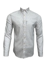 GANT Men's White Tweed Flower Slim Shirt 3000218 Sz M NWT