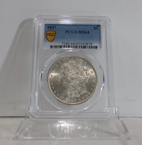 GOLD SHIELD!  1897-P  MORGAN Silver Dollar, PCGS MS-64!