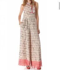 RED VALENTINO $995 100% Silk Jumpsuit Neutrals Size 46