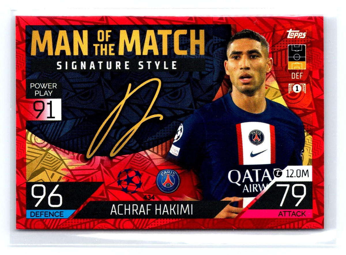 2022 Topps Match Attax #434 Achraf Hakimi Red Signature Style PSG