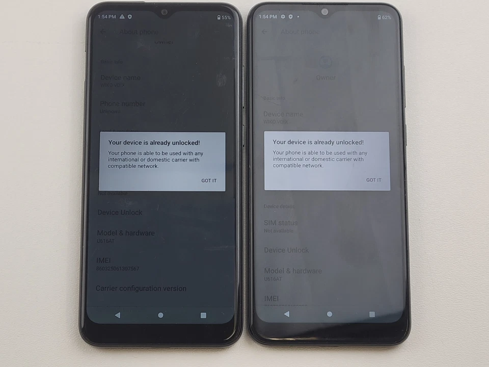 (Lote de 4) Smartphones WIKO VOIX (U616AT) 32GB (GSM Desbloqueado) - PEQUEÑO PROBLEMA Foto 2 de 4