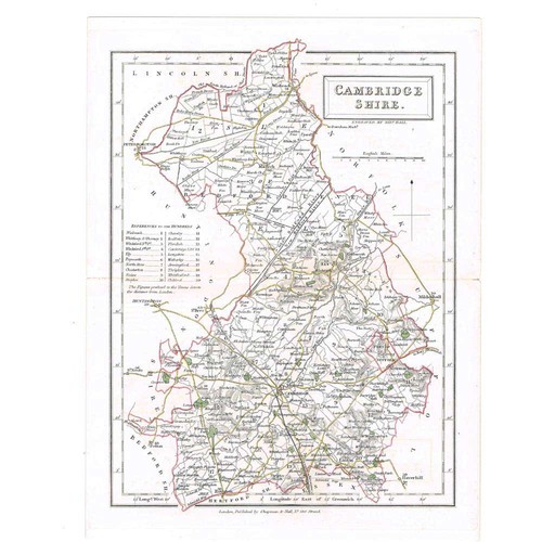 Antique Coloured Map 1842 - Cambridgeshire by Sidney Hall