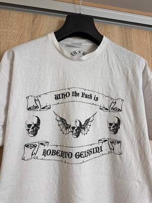 Roberto Geissini Punk Rhinestones Skull Y2K T Shirt Mens Size XL White
