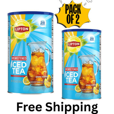Lipton Unsweetened Black Tea Iced Tea Mix, 28 Quarts (2 Pack)