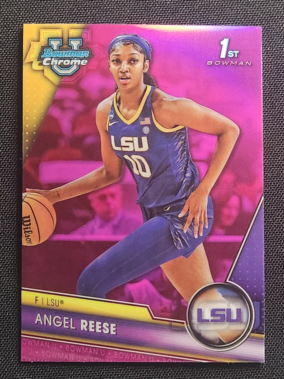 2023-24 Bowman University Chrome Angel Reese 1ST Bowman Pink Refractor