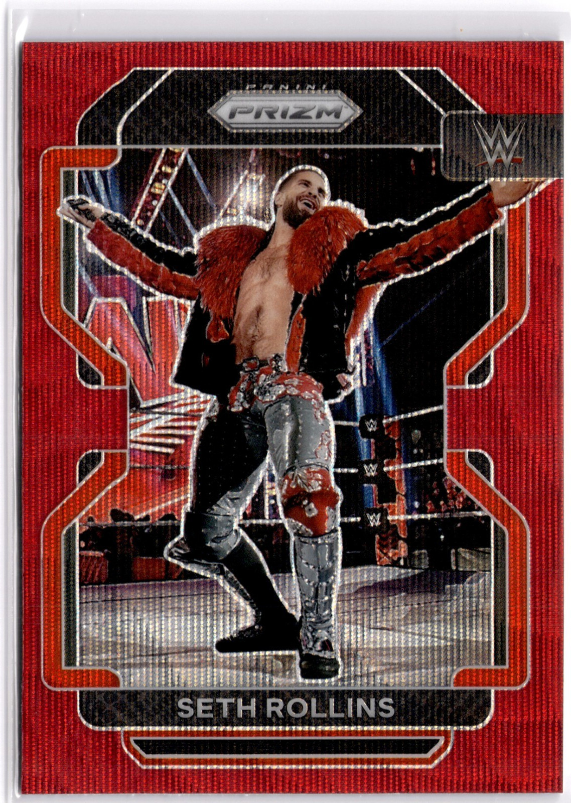 Seth Rollins 2022 Panini Prizm WWE Red Wave Prizm #111 WWE Raw