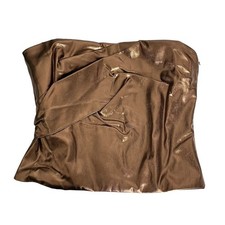 Zara Metallic Bronze Ruched Strapless Tube Top Corset Style Size Medium