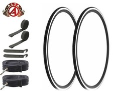 ALTA BICYCLE 700x25c PNEUMATICI LEGGERI WHITEWALL SLICK 60MM TUBI PRESTA (8pz)