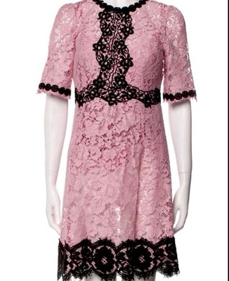ワンピース Dolce & Gabbana Lace Dress Pink 36 Rare Dolce & Gabbana Lace Dress Pink Black A-Line Fit Flare IT 40 US 4