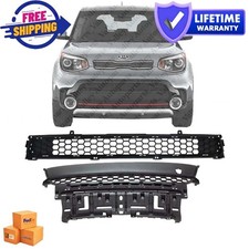Front Upper Lower Textured Fits 2017-2019 Kia Soul New Bumper Grilles Set 2pc