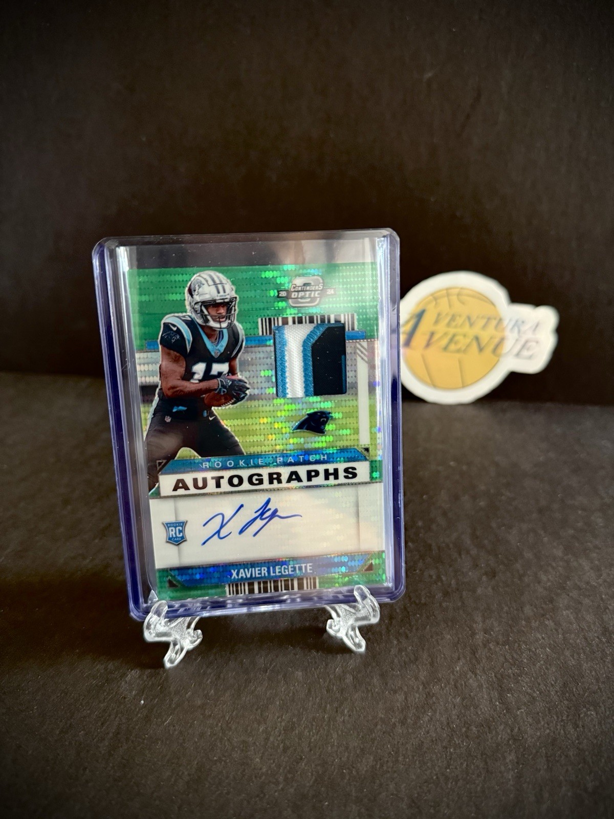 2024 Contenders Optic Xavier Legette Rookie Patch Auto RPA RC Green Pulsar /15