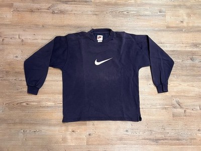 Vintage 90s Nike Swoosh Sweater Crewneck Navy L M Blau