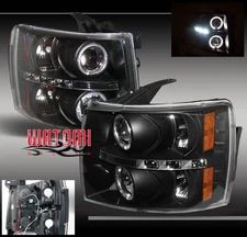 07-13 CHEVY SILVERADO PICKUP HALO LED PROJECTOR HEADLIGHT LAMP BLACK 08 09 10 11