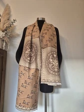 Luxury Cashmere 65x192cm Long Scarf Beige White