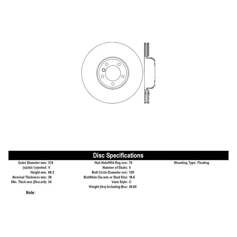 For BMW 550i GT xDrive 10-17 Brake Rotor Premium Plain Vented Front Passenger Foto 3 de 4