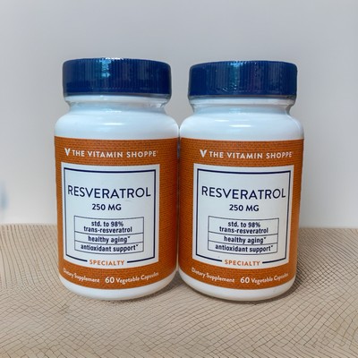 Vitamin Shoppe Resveratrol 250mg, 60 Veggie Caps Healthy Aging Antioxidant 2-pk