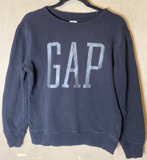 GAP Unisex Kids Black Cotton-Blend Gap logo Crewneck Sweatshirt SZ L