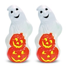 Union Products Light Up Ghost and Pumpkin Halloween Outdoor Decoration 2 Pack 