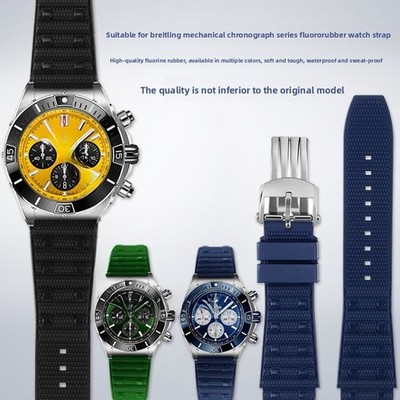 For Breitling Chronomat B01 High End Fluororubber Watch Band Straps Mens 22mm