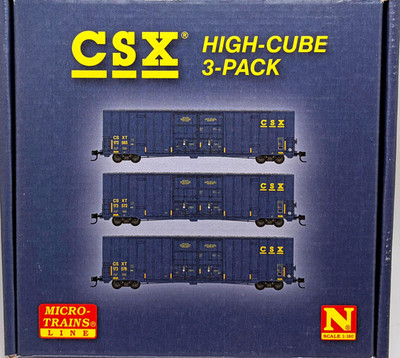 N MICRO TRAINS 99301860 60' HI-CUBE BOXCAR 3 PACK CSX