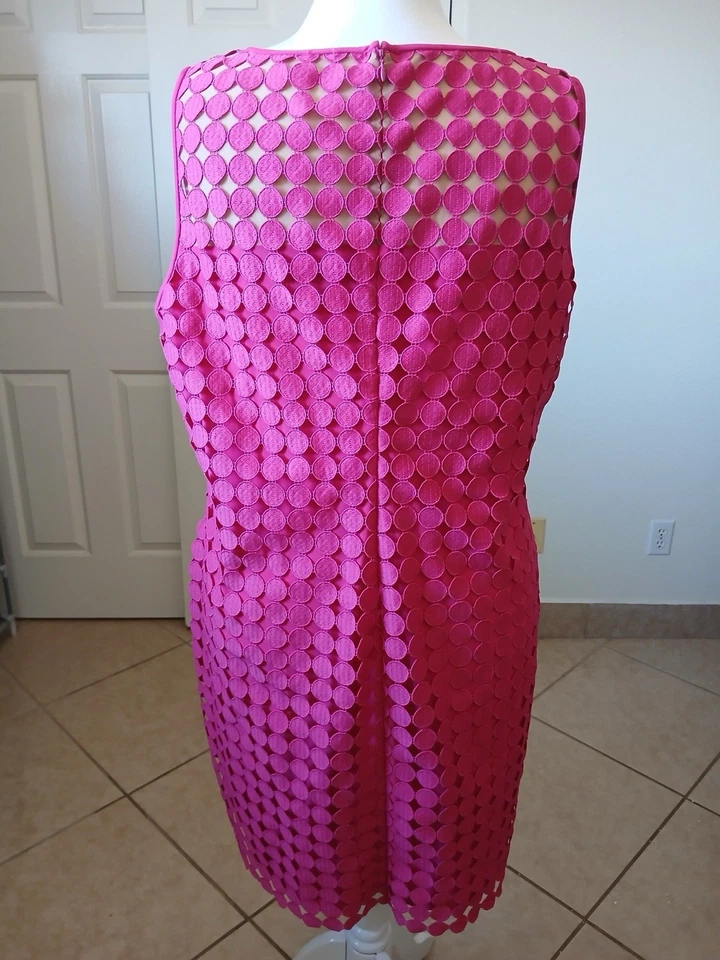 Vestido para mujer Lauren by Ralph Lauren 18W rosa círculo geométrico encaje funda fiesta Foto 3 de 4