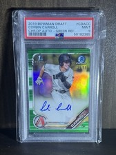 Corbin Carroll 2019 Bowman Draft Chrome 1st Auto RC Green Refractor /99 - PSA 9
