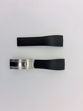 Oysterflex 20mm Black Silicone Rubber Watch Strap with Silver Deployment Clasp