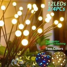 2-4Stk 12 LED Solar Licht Glühwürmchen Lampe Außen Garten Terrasse Rasenlicht DE