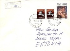 GOLDPATH: Lithuania cover 1991 to Estonia registered CV905_P32