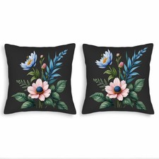 Set of 2 Decorative Throw Pillow Covers 18x18in - Floral Design