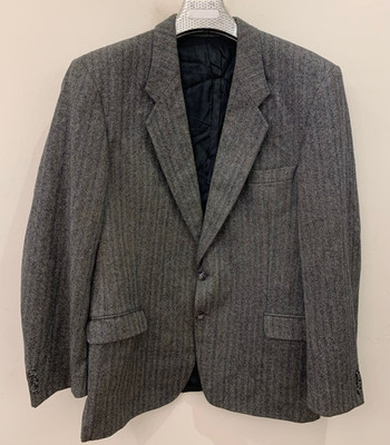 Vintage Westbury pure wool tweed herringbone Charcoal 2 button suit 44L 44R