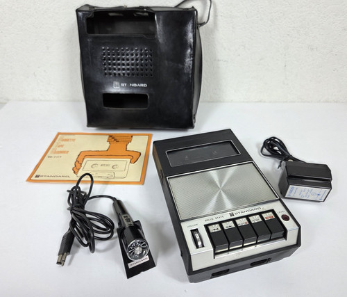 Standard SR-T117 Cassette Recorder in Leather Case with Accessories Repair/Parts